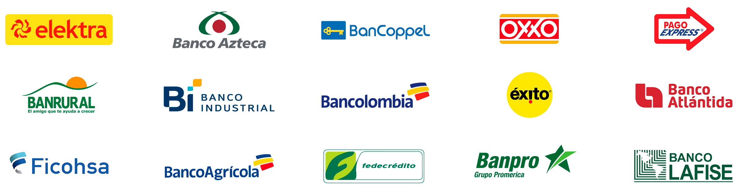Logos de bancos y puntos de pago